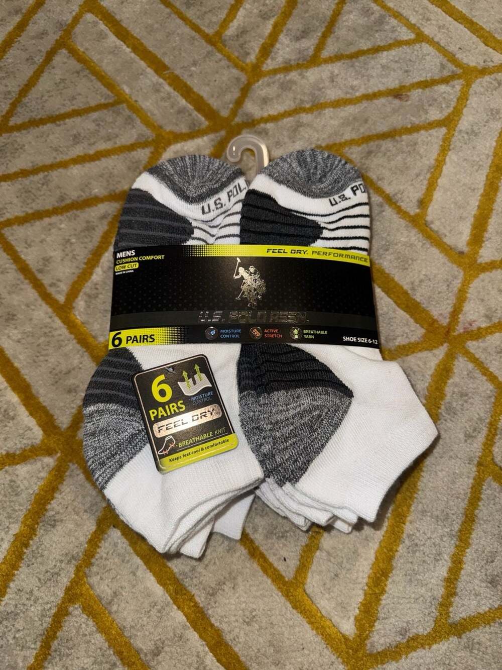 U.S. Polo Assn. Men's Cushion Comfort Low Cut Performance Socks (6 Pairs)